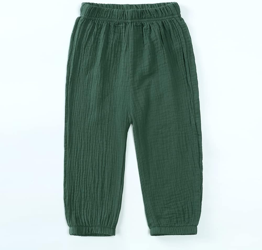 MYGBCPJS Baby Boys Girls Cotton Linen Trousers Kids Casual Ankle Pants Loose Long Bloomers