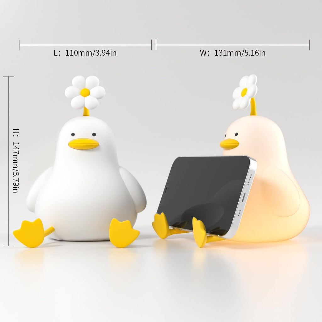 Cute Duck Night Light for Baby, Kids, Toddler, Ambient Nursery Nightlight, Soothing Lamp 3 Level Dimmable, Sleeping Accompanion for Bedroom Bedside, Rechargeable Battery, 30 Min Timer Off