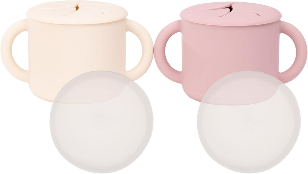 WeeSprout Snack Containers, Food Grade Silicone Snack Cups, Spill-Proof Tops For Toddlers and Babies, Premium Hard Plastic Travel Lids, Dishwasher Safe Toddler and Baby Cups,