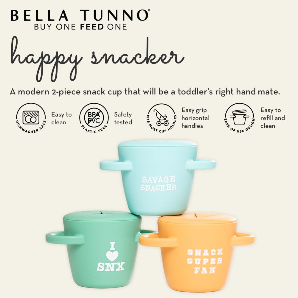 Snack Cups for Toddlers by Bella Tunno, Silicone Spill Proof Food Container with Lid, Babies & Kids 6-12 Months, S is for Snacks