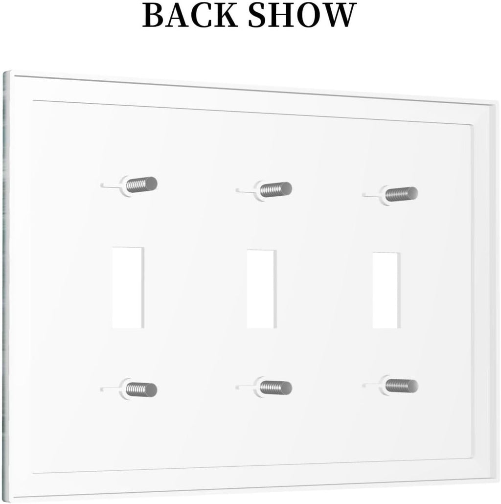 Decorative Switch Plates Rustic Teal Daisy Floral Flowers Butterfly Wood Grain 3 Gang Wall Plate Triple Toggle Light Switch Cover Faceplate Electrical Wall Panels for Bathroom Bedroom Decor