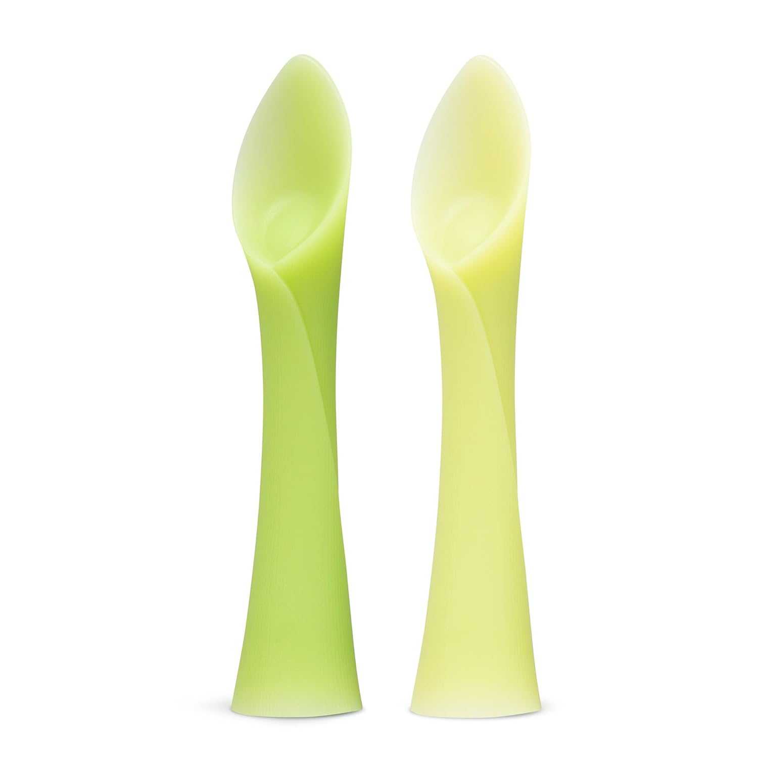 Olababy 100% Silicone Soft-Tip Training Spoon for Baby Led Weaning 2pack (Kiwi/Lemon)