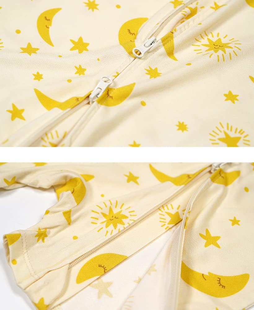 Teach Leanbh Baby Boys Girls 2 Pack Bamboo Viscose Pajamas 2 Way Zipper Short Sleeve Romper Jumpsuit Sleep and Play