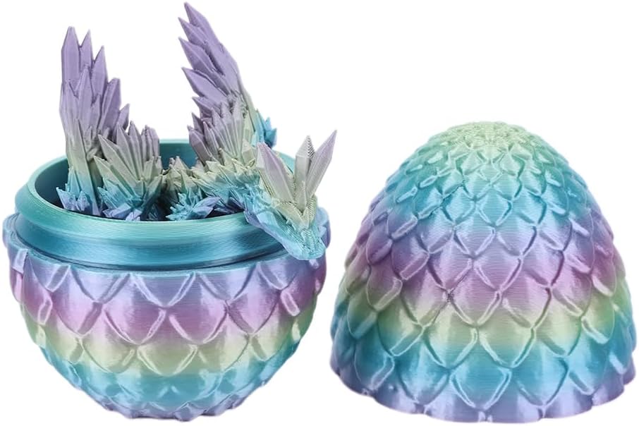 Cessfle 3D Printed Dragon in Egg, Fly Dragon Egggs with Dragon Inside Full Articulated Dragon Egggs for House of Dragon Crystal Fidget Dragon Egg Toys, Home Office Decor Executive Desk Toy