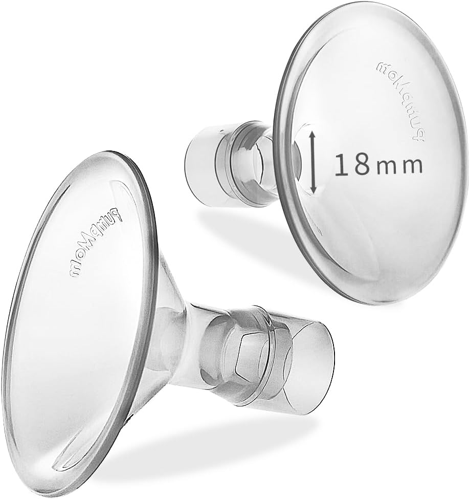 PumpMom 18mm Small Breastshields Compatible with Medela Breast Pump Parts, Replace Flange for Medela Accessories, Not Original PersonalFit Shield Pump Parts, 2pcs