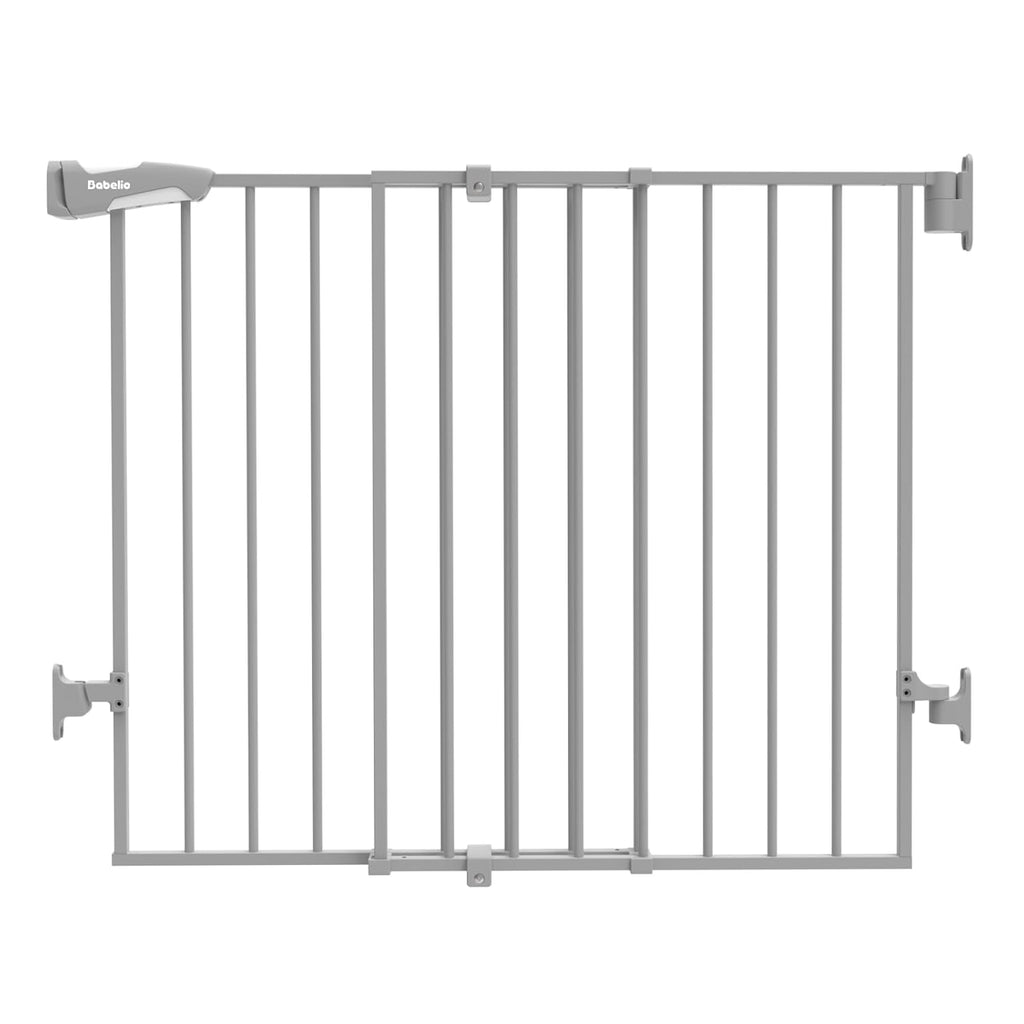 Babelio 34" Extra Tall Baby/Dog Gate with No Threshold Design Walk Thru Door, 26-43" Auto Close Safety Gate for Babies, Elders and Pets, Fits Doorways, Stairs, and Entryways, Grey