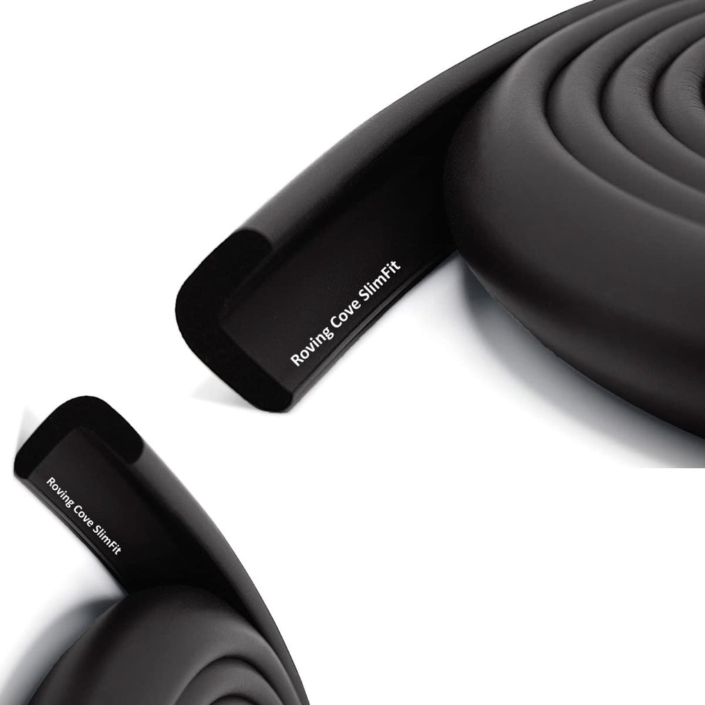 Roving Cove Slim-Fit Edge Protector for Baby Proofing (9ft Small Edge Only), Soft Rubber Foam, Furniture Edge Bumper Guard, Desk Edge Cushion, 3M Adhesive, Onyx Black