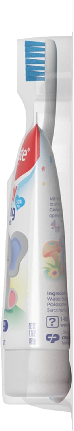 Colgate Baby Training Toothpaste and Toothbrush Kit, Mild Fruit Flavor Set for Ages 3-24 Months (Pack of 2)
