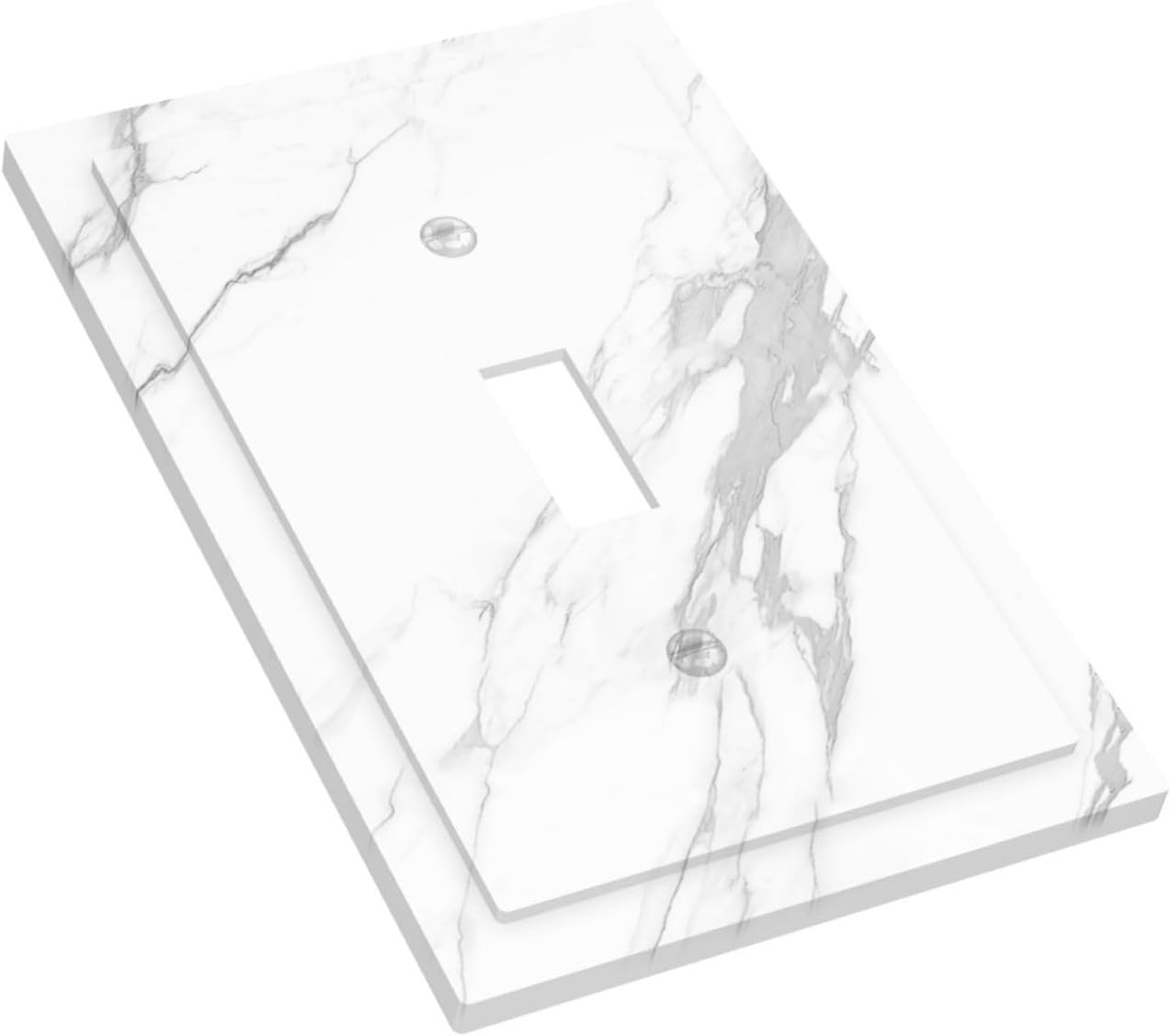 Decorative Light Switch Cover Modern White Gray Marble 1 Gang Single Toggle Device Electrical Faceplate Switchplates Decorator Outlet Wall Plate for living Room Bathroom Decor
