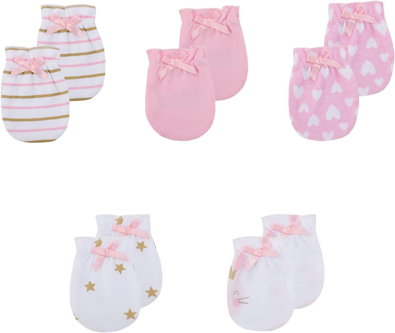 5 Pack Unisex New Born Boy Girls No Scratch Mittens Cotton Soft Baby Gloves Accessory 0-3 Months Infant Essentials