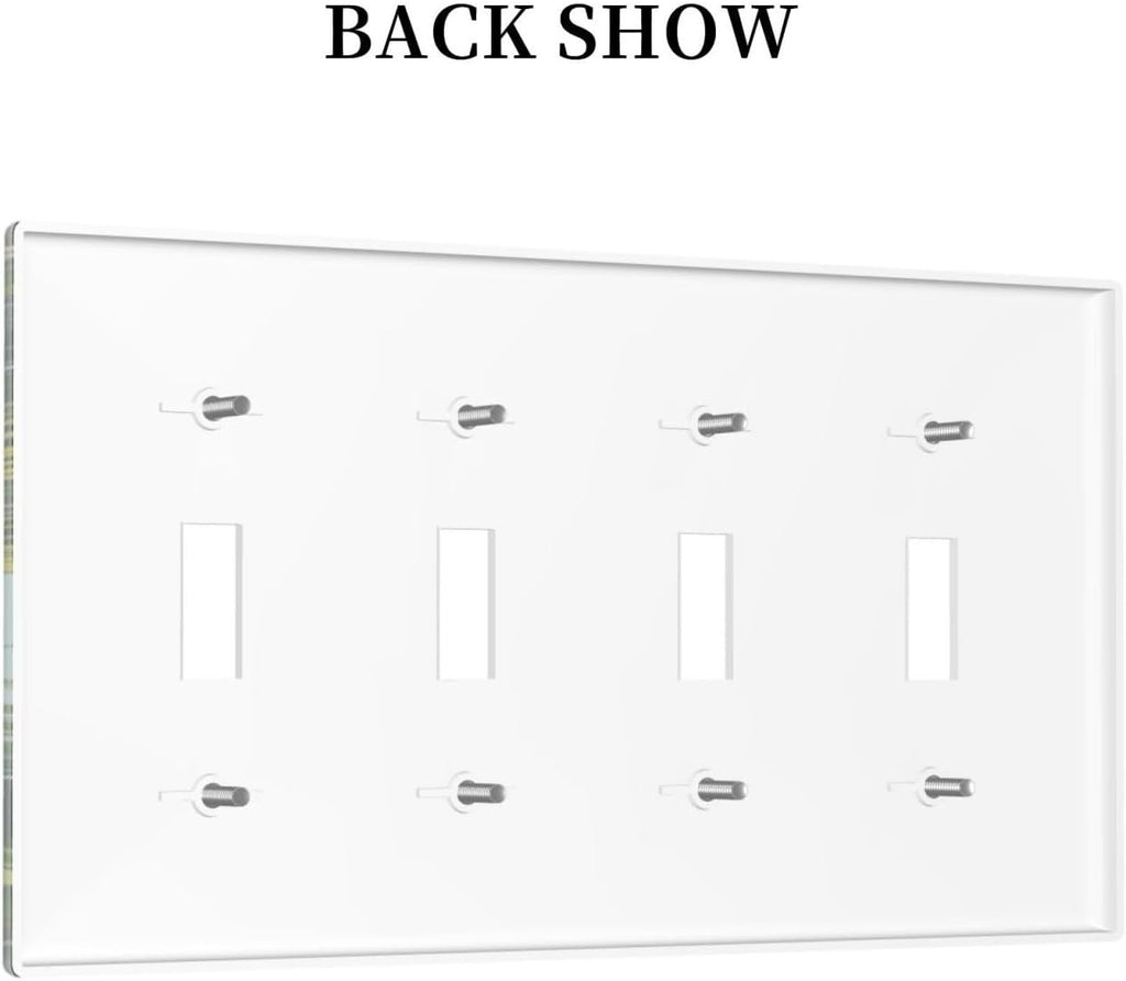 Summer Sky Coconut Palms Trees Green Plants Leaf Light Switch Covers Quad Toggle Electrical Faceplate 4 Gang Wall Plate Decorative Switch Plates for Bed Room Living Room Decor