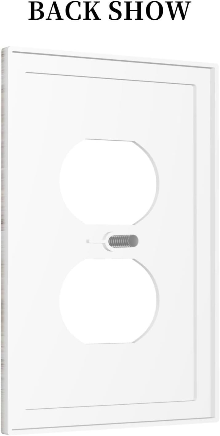 Outlet Covers Rustic Vintage White Wood Grain 1 Gang Duplex Wall Plate Decorative Switch Plates Electrical Receptacle Faceplate Light Switch Cover for Farmhouse Home Decor