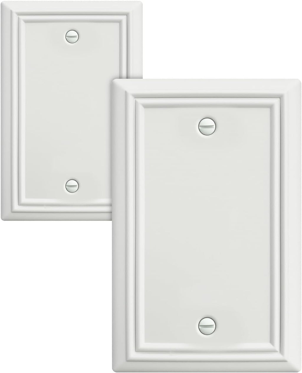 2-Pack Blank Wall Plate, Metal Plate Cover for Unused Outlets, Off White Finish, 3.15''*4.88'', Midsize