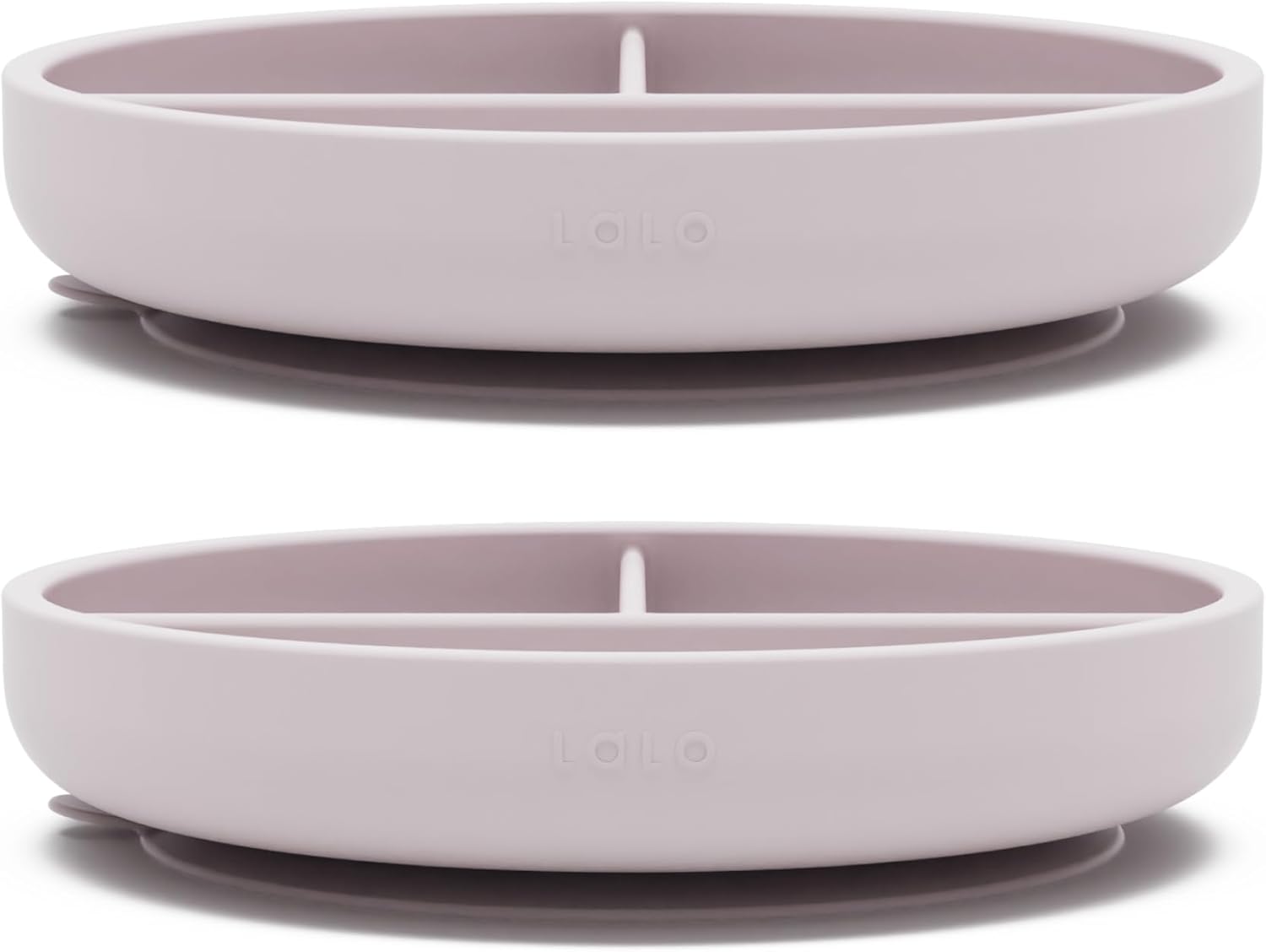 Lalo Suction Plates - 2 Pack, 100% Silicone Non-Toxic BPA-Free Baby Plates with Suction Base To Prevent Accidental Tip-Overs - Suction Plates for Toddlers With Three Divided Sections - Lavender