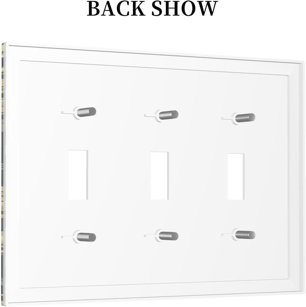 Decorative Switch Plates William Morris Vintage Botanical Birds Golden Green Leaves 3 Gang Wall Plate Triple Toggle Light Switch Cover Faceplate Electrical Wall Panels for Bedroom Home