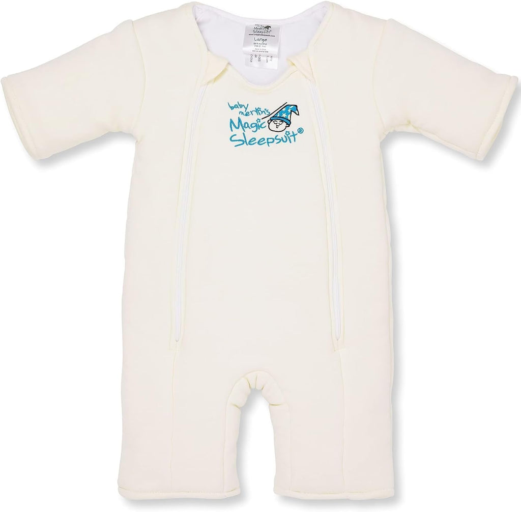 Magic Sleepsuit Baby Merlin's Bamboo/Cotton Baby Swaddle Transition Product - Soft and Cozy Design, Double Zipper for Easy Diaper Changes, Promotes Safe Sleep, 3-6 Months - Blue - Large 12-18lbs
