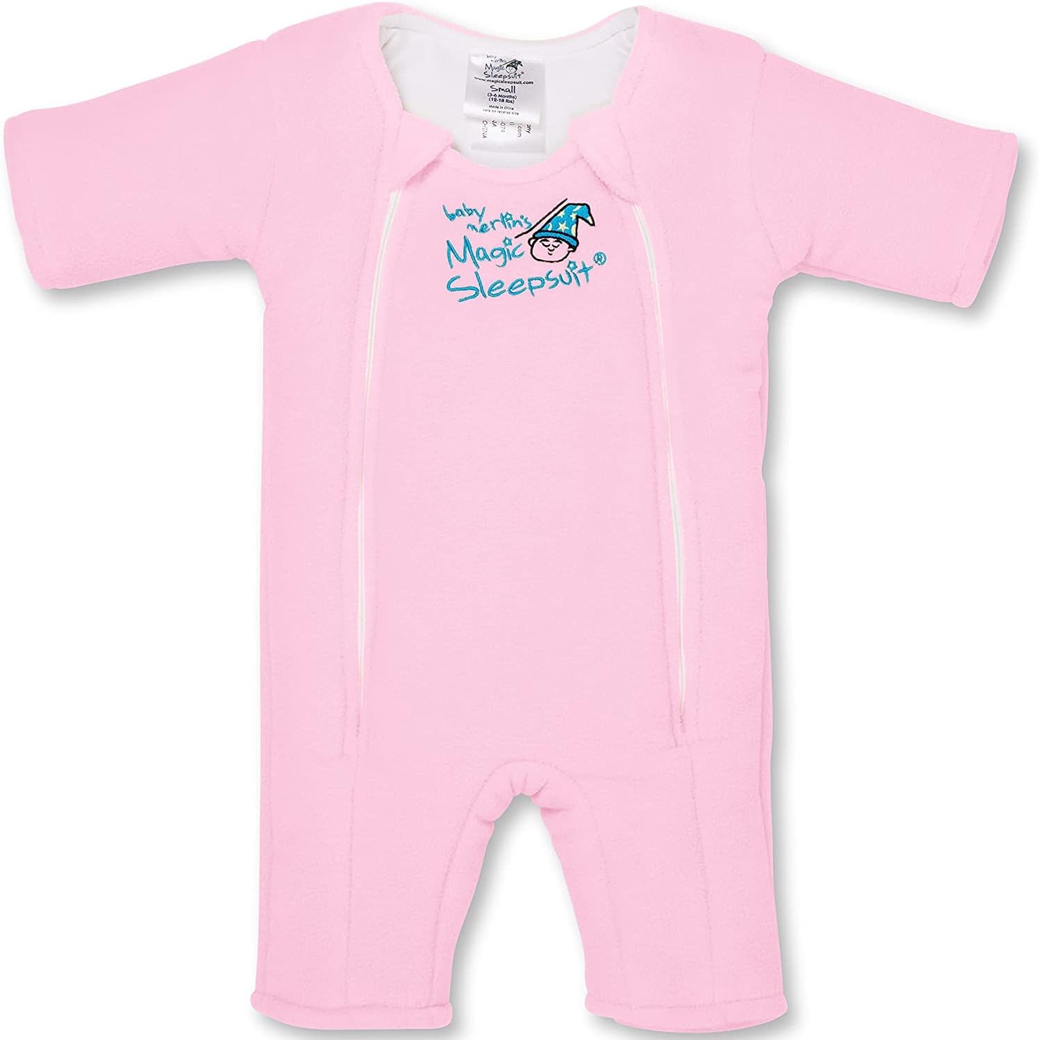 Magic Sleepsuit Baby Merlin's Microfleece Baby Swaddle Transition Product - Soft and Cozy Design, Double Zipper for Easy Diaper Changes, Promotes Safe Sleep 3-6 Months - Pink - Small 12-18lbs