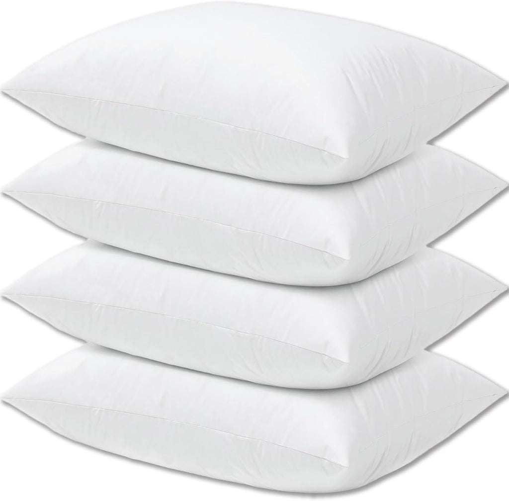 Hotel Collection Bed Pillows Queen Size Set of 4 Back Sleeper Pillow for Adults Stomach Kids Side Sleeping Medium Soft Plush Fluffy White 20x30 inches