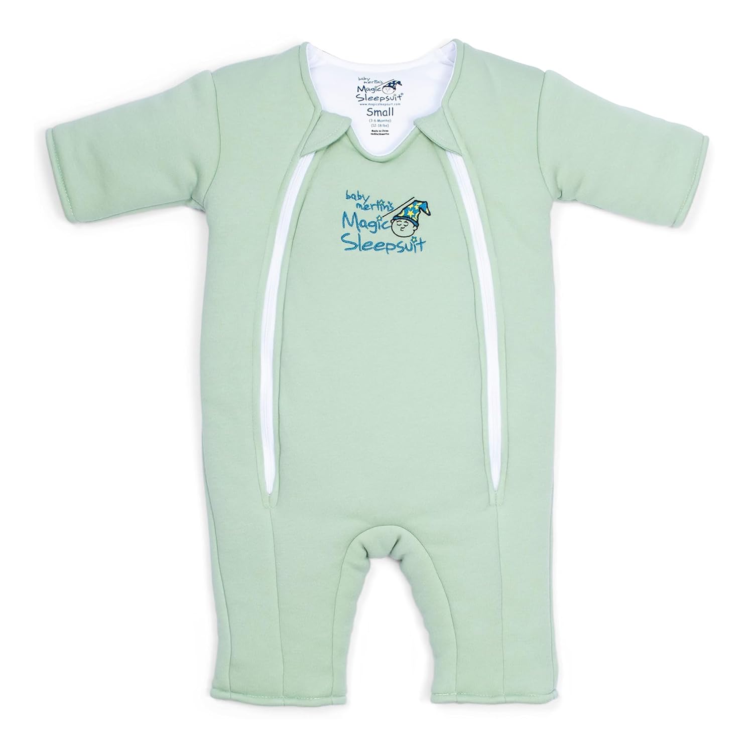 Magic Sleepsuit Baby Merlin's Cotton Baby Swaddle Transition Product - Soft and Cozy Design, Double Zipper for Easy Diaper Changes, Promotes Safe Sleep, 3-6 Months - Sage Green - Large 18-21lbs