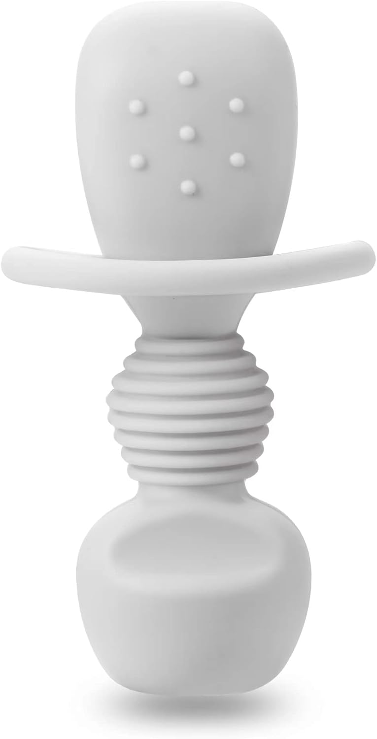 PandaEar 6 Pack Silicone Baby Spoons and Fork Feeding Set- Anti-Choke First Self Feeding Utensils for Baby Led Weaning Ages 3 Months (Tan,Walnut&Grey)