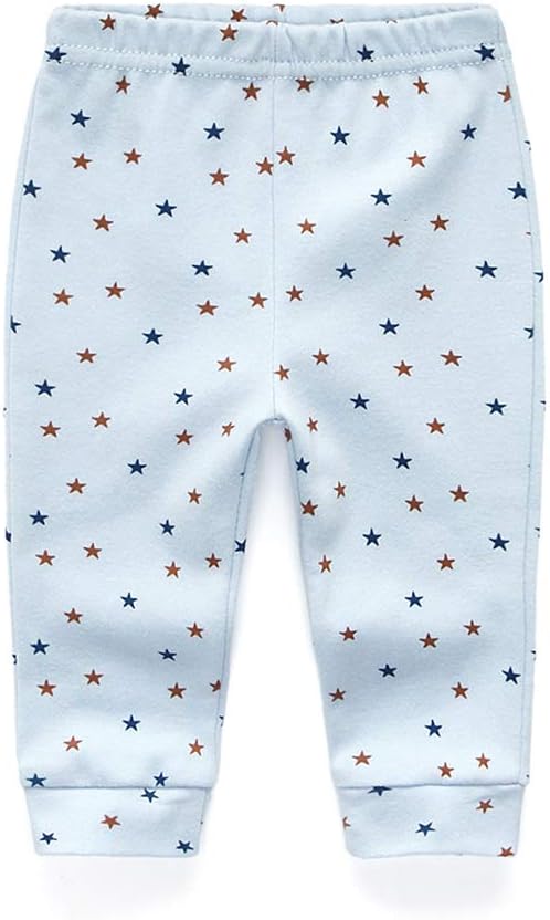 Unisex Newborn Baby Cotton 4-Pack Pants Embroidery Pringting Casual Leggings 0-24 Months for Boys and Girls