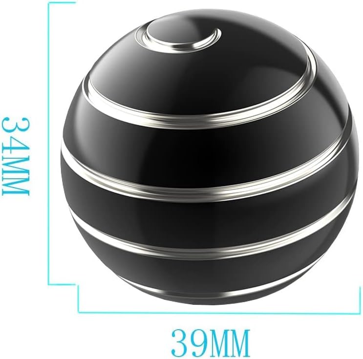 Kinetic Desk Toy Ball, 1.54'' Kinetic Desktop Spinning Toys, Optical Illusion Fidget Toys Gadgets for Adults Office Anxiety, ADHD (39MM, Black-A)