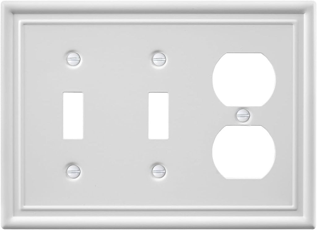 1-Pack Combination 2 Toggle/1 Duplex Wall Plate Cover, Metal Light Switch Cover Plate, Off White, 6.77''*4.88'', Midsize