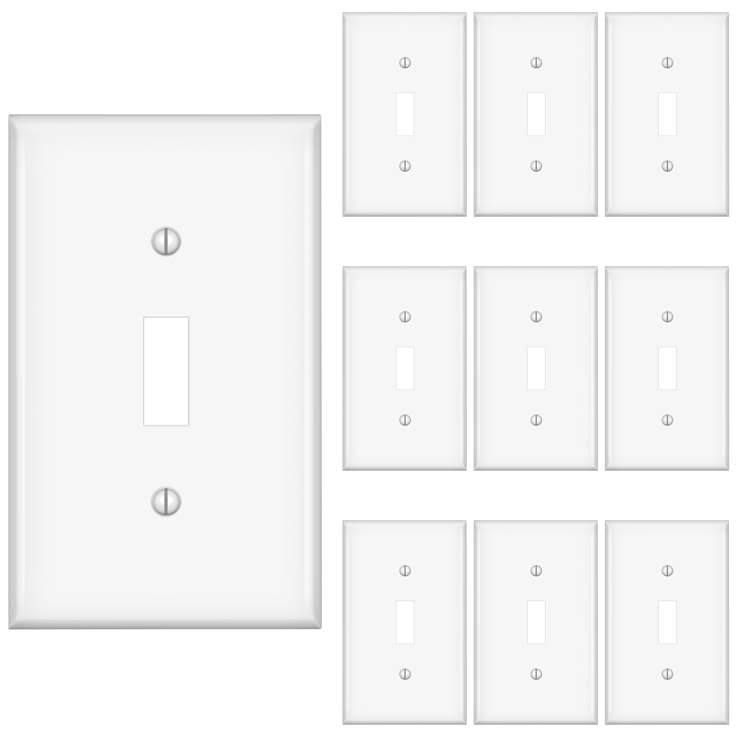 Toggle Light Switch Covers, Electric Light Switch Plates, Single Switch Plate Covers, Electrical Lightswitch cover plate, Wall Plates for Light Switches, Standard Size 1 Gang, White, 10 Pack