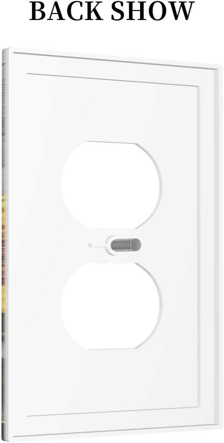 Sunflower Rustic Brown Gray Wood Outlet Covers 1 Gang Duplex Light Switch Cover Decorative Switch Plates Electrical Receptacle Faceplate Wall Plate for Farmhouse Home Decor