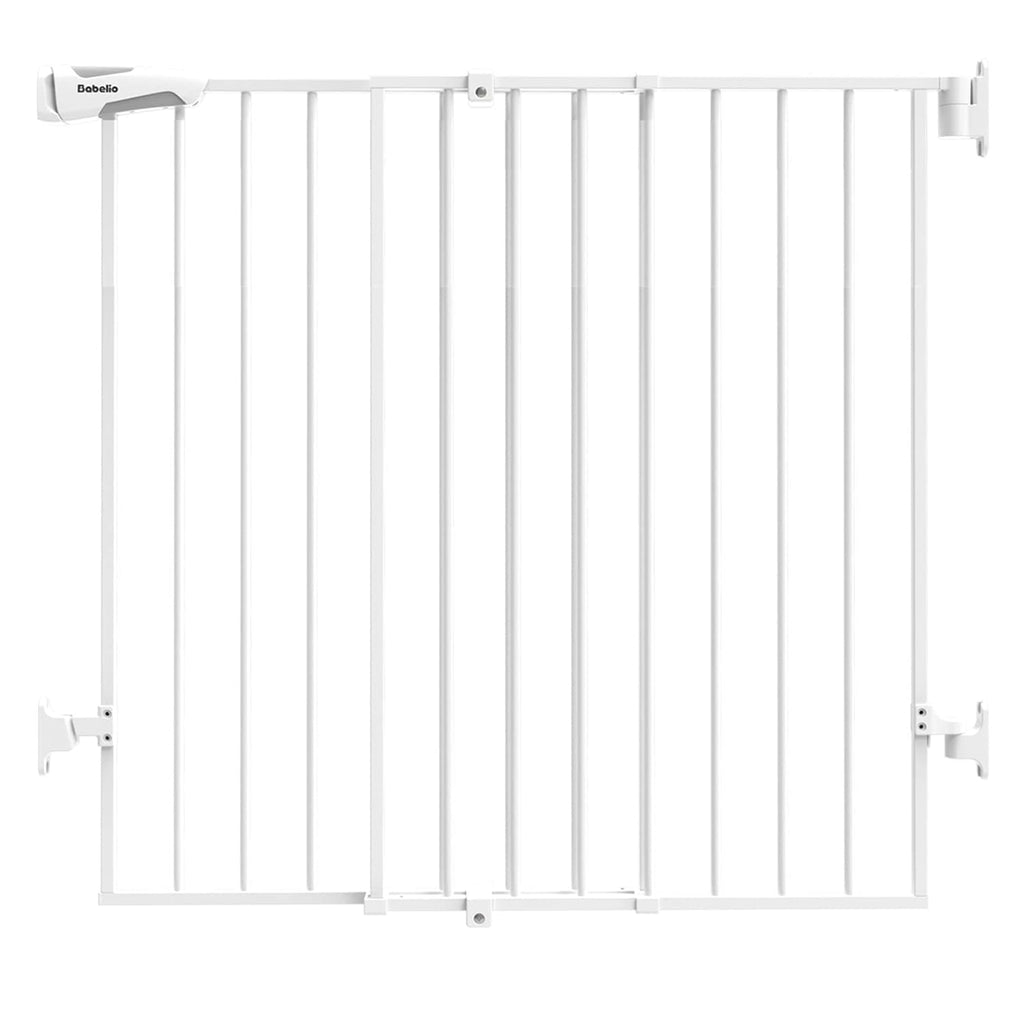 Babelio 34" Extra Tall Baby/Dog Gate with No Threshold Design Walk Thru Door, 26-43" Auto Close Safety Gate for Babies, Elders and Pets, Fits Doorways, Stairs, and Entryways, White
