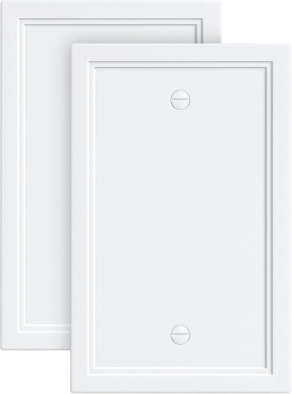 2-Pack Blank Outlet Cover Wall Plate, Natural Material Switch Plates Outlet Covers, Pure White Decorative Wall Plates for Electrical Outlets