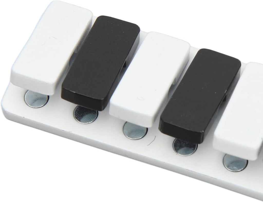 Piano Key Haptic Clicker Toy, Zinc Alloy Metal Poker Push Card Fidget Slider Toy, Compact Magnetic Metal Fidget Slider Toys (White)