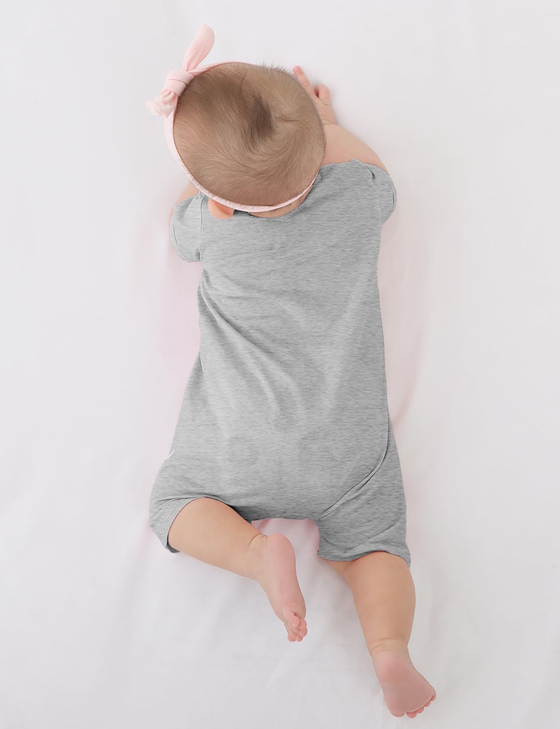 Jimonda Baby Rompers Cotton Baby Boys Baby Girls Short Sleeve Sleepers Pjs Two Way Zipper One-piece Neutral Sleep and Play