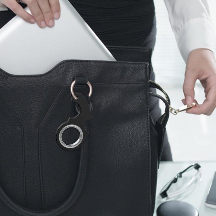 Black Keychain Spinner Fidget Ring,Novelty Keychain Fidget Toy for Finger Exercising,Gifts for Adult Men.Portable Key Ring Spinner Toy for Finger Exercising Fidget Spinners