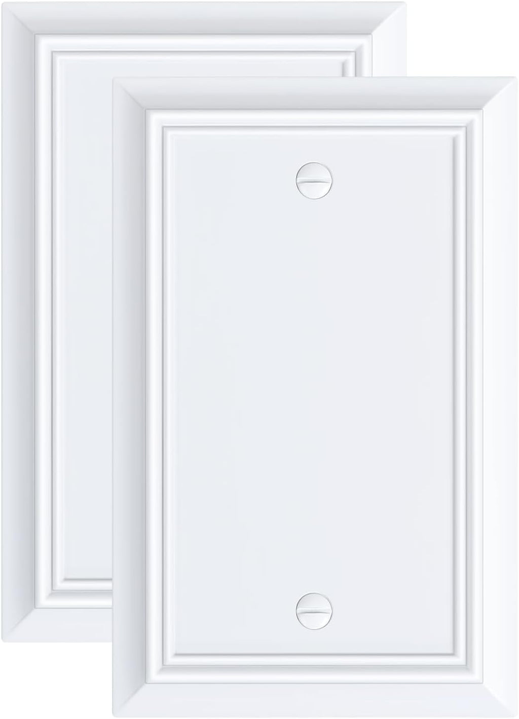 2-Pack Single Blank Wall Plate, Durable Natural Bamboo Fiber Wall Plate Cover,Pure White 1 Gang Wall Plate for Unused Outlets/Switches, Corrosion Resistant