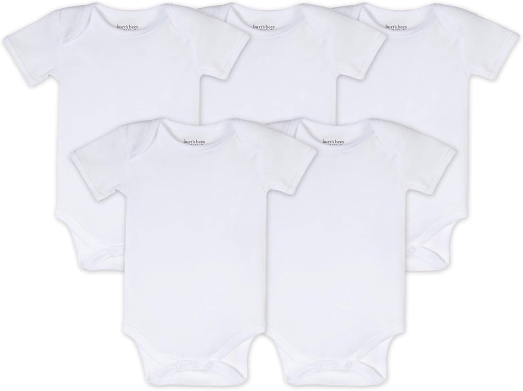 Burt's Bees Baby Unisex Organic Cotton Short and Long Sleeve Bodysuits, 5-Pack