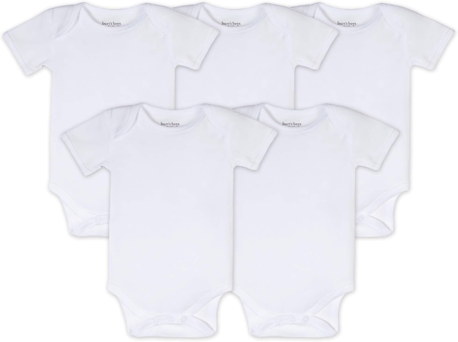 Burt's Bees Baby Unisex Organic Cotton Short and Long Sleeve Bodysuits, 5-Pack