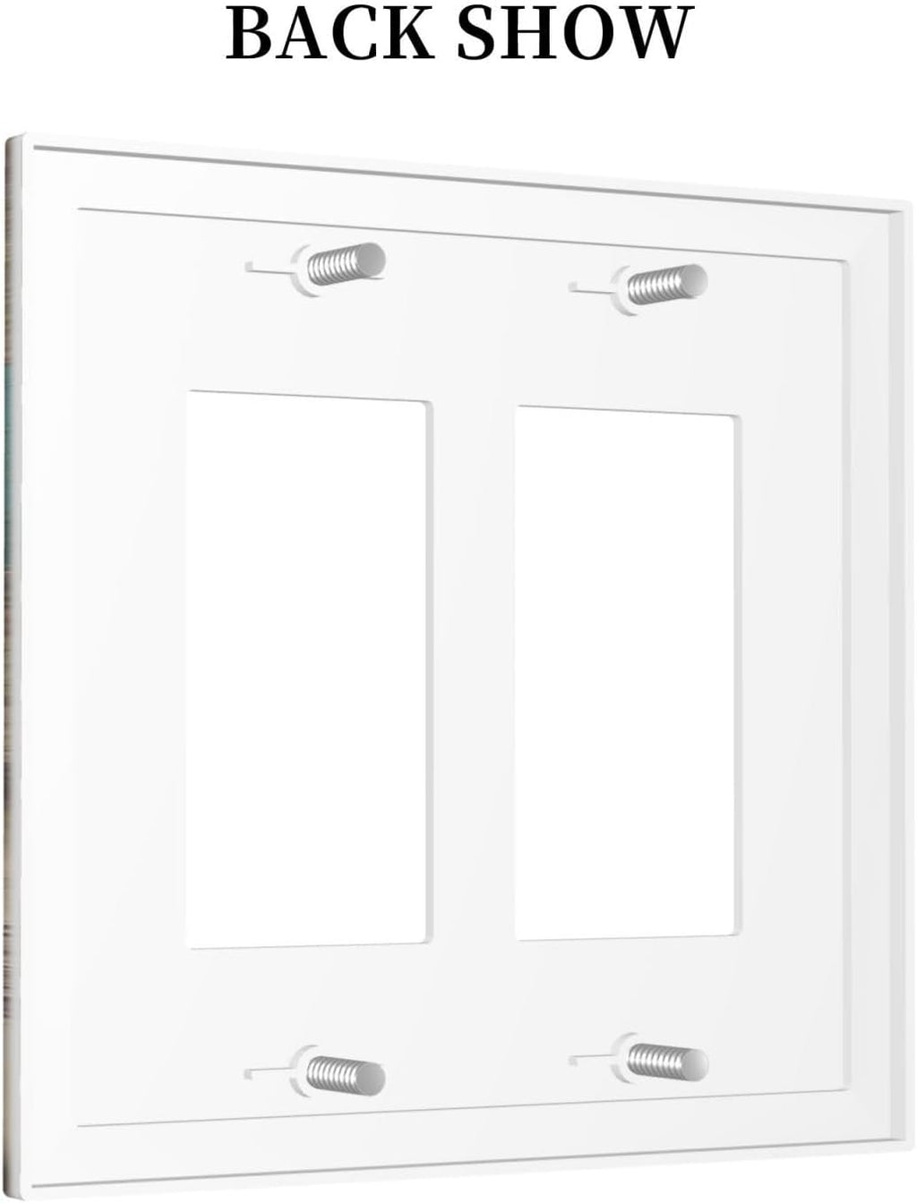 Decorative Outlet Covers Vintage Wood Brown Turquoise Splicing 2 Gang Double Gfci Rocker Electrical Wall Panels Light Switch Cover Plate For Farmhouse Cabin Decor