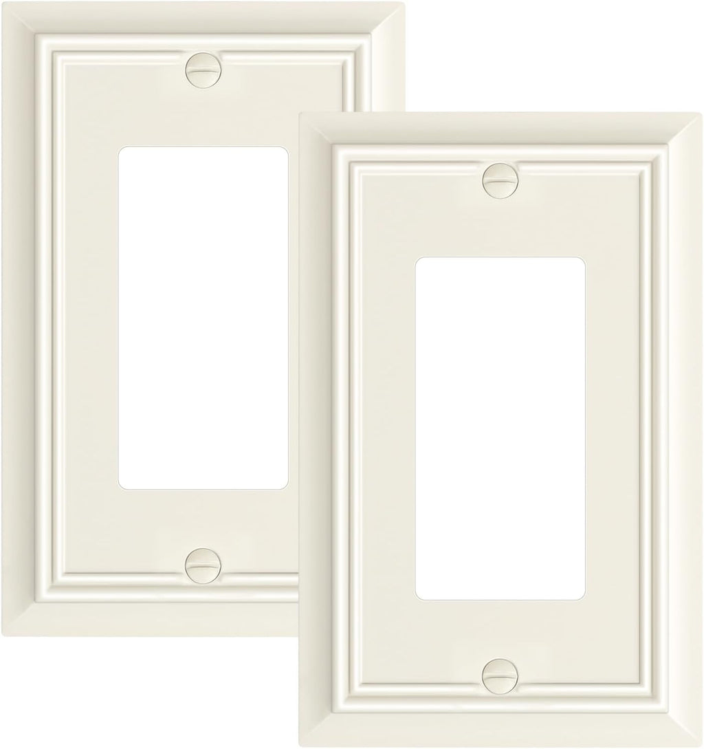 2-Pack Decorator Wall Plate Cover, Light Almond Decorative Switch Plates and Outlet Covers, Durable Natural Bamboo Fiber Wall Plates for Electrical Outlets, Receptacle, GFCI Outlet, Dimmer Switch