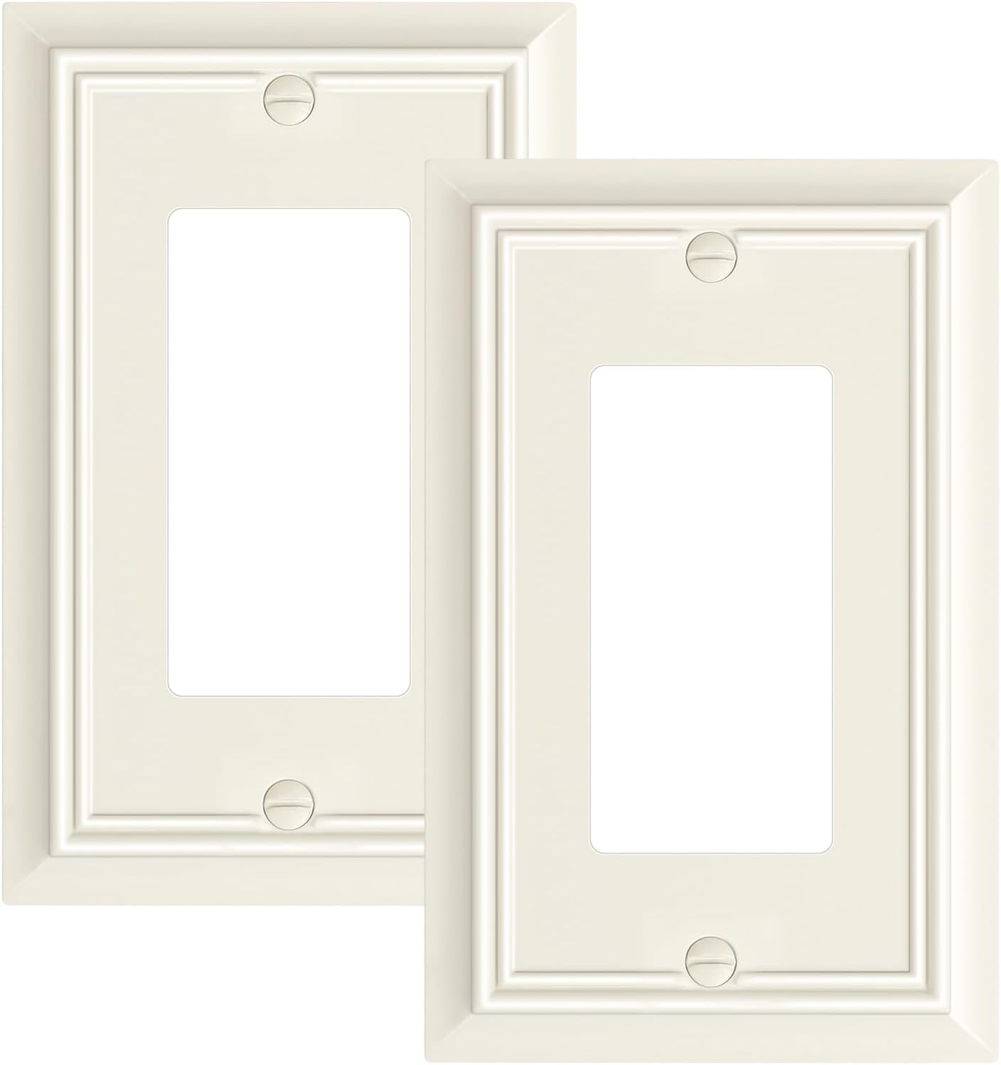 2-Pack Decorator Wall Plate Cover, Light Almond Decorative Switch Plates and Outlet Covers, Durable Natural Bamboo Fiber Wall Plates for Electrical Outlets, Receptacle, GFCI Outlet, Dimmer Switch