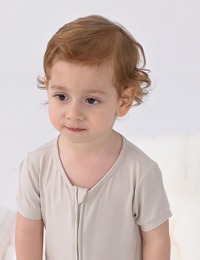 JunNeng Baby Boy Girl 2 Pack Rayon of Bamboo Summer Sleeper Infant Soft Short Sleeve Zipper Footless One-piece Romper