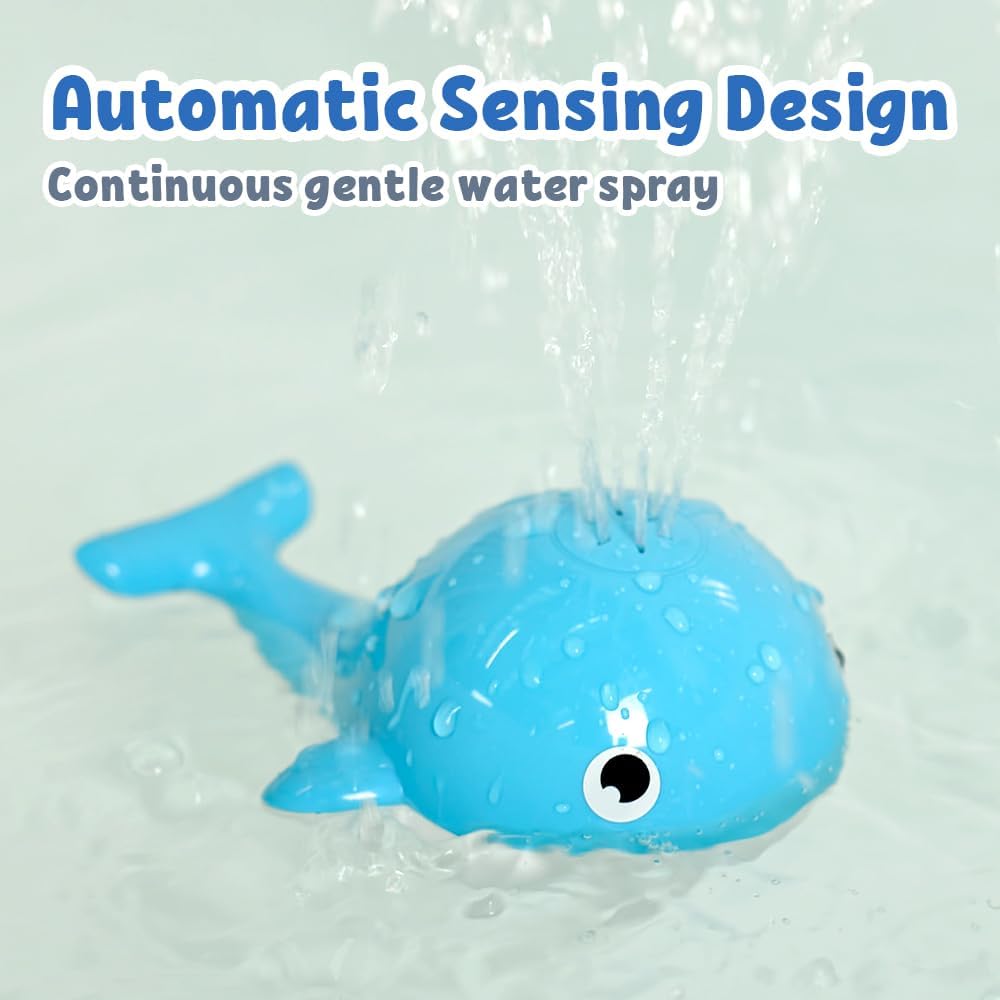 Baby Bath Toys for 6-12 Months, Rechargeable Bath Toys for Babies 6-18 Months, Whale Bath Toy Sprinkler for Toddlers 1-3 2-4, Light Up Bath Toy for Kids, Infant Bathtub Toys