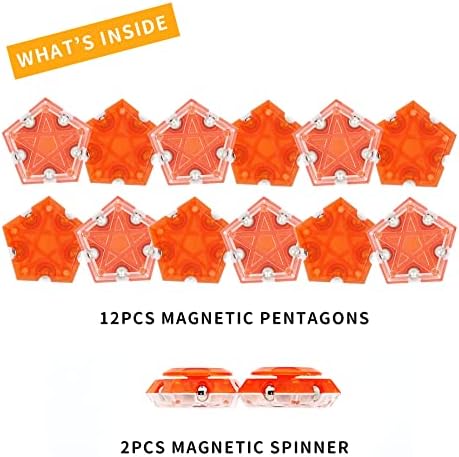 Magnetic Fidget Spinner Toys 14-Piece Set，Puzzle Balls Building Blocks，Stress Reduction and Anxiety Relief Hand Spinner for Adults Kids…