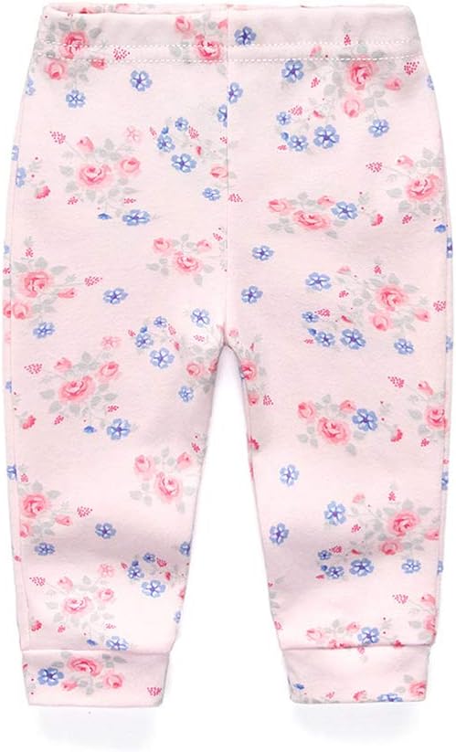 Unisex Newborn Baby Cotton 4-Pack Pants Embroidery Pringting Casual Leggings 0-24 Months for Boys and Girls