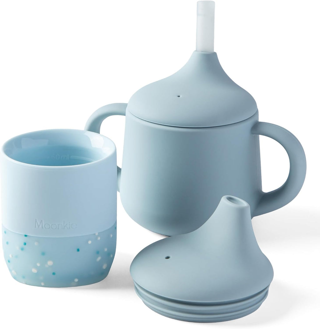 Moonkie Baby Training & Sippy Cup Set | 4 Months+ | Baby-Led Weaning Essential | Gift (Ether Cup Set, 2 Pack)