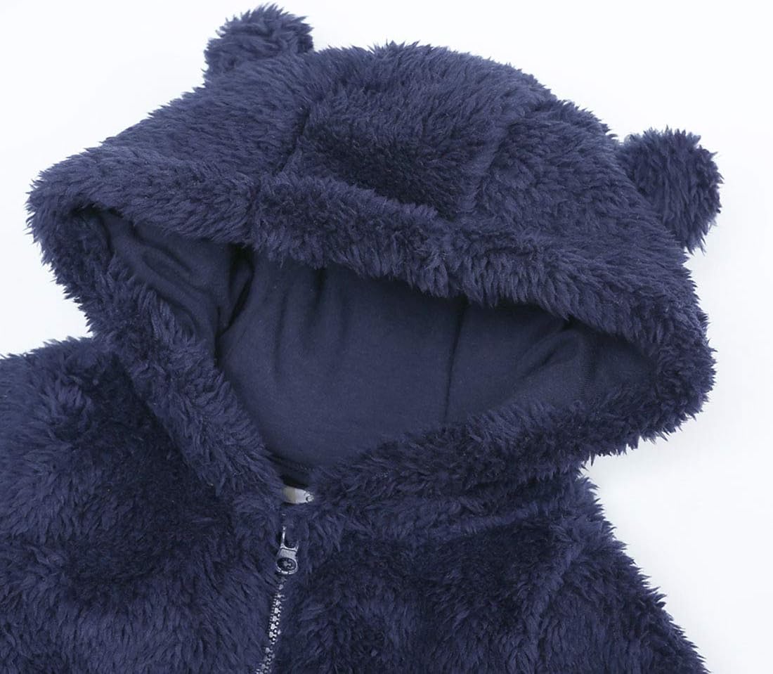 Newborn Baby Snowsuit Fleece Lined Onesie Outfits Warm Hooded Romper for Infant