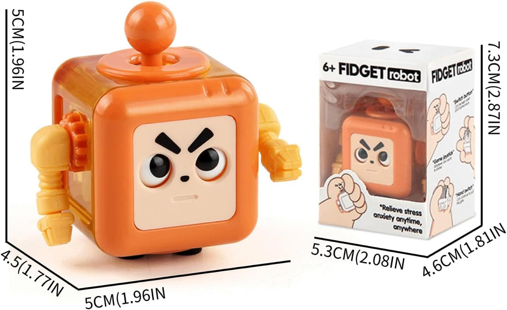 Fidget Robot Cube Fidget Toy, Magic Cube Stress and Anxiety Relief Toys, Fidgets Robot Cube Fidget Toy Cube Relaxing Hand-Held for Adults, Killing Time Cool Fidget Block for ADD/ADHD/OCD (Orange)