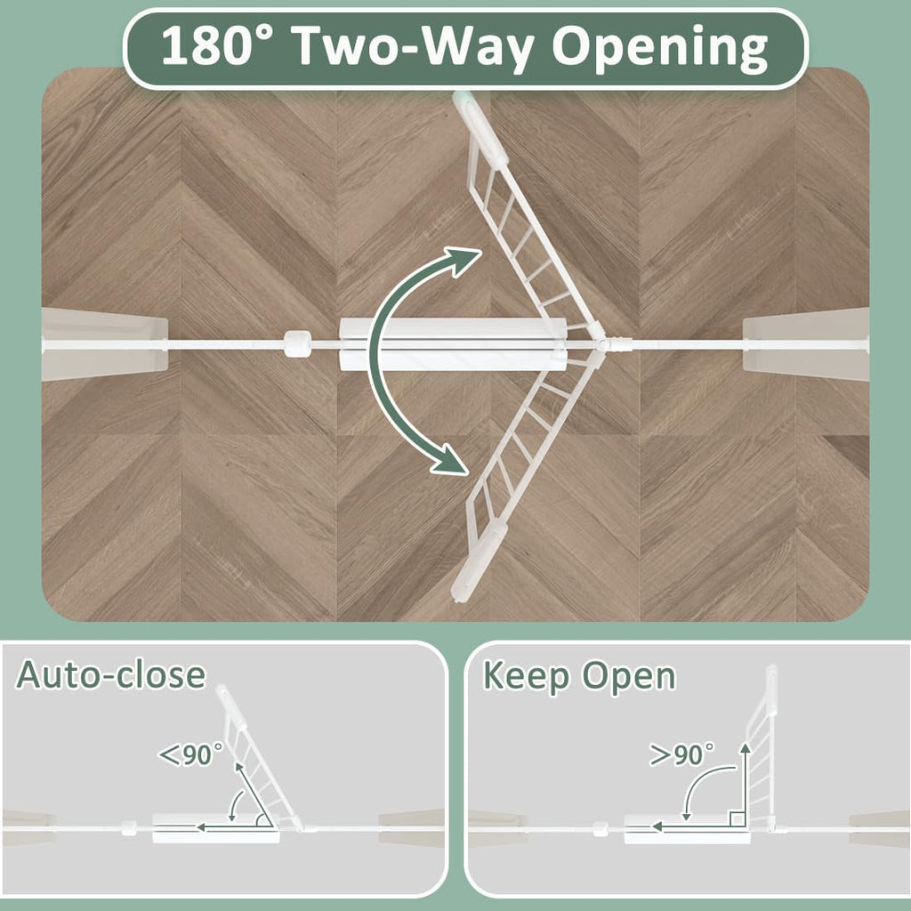 TSAYAWA Walk Through Baby Gate with Door, 48.1-52.7 Inch Wide Presure Mounted No Drill Metal Auto Close Child Gate for Stair Doorway - Indoor Outdoor Safty Gate for Toddler Dog Doggie, White