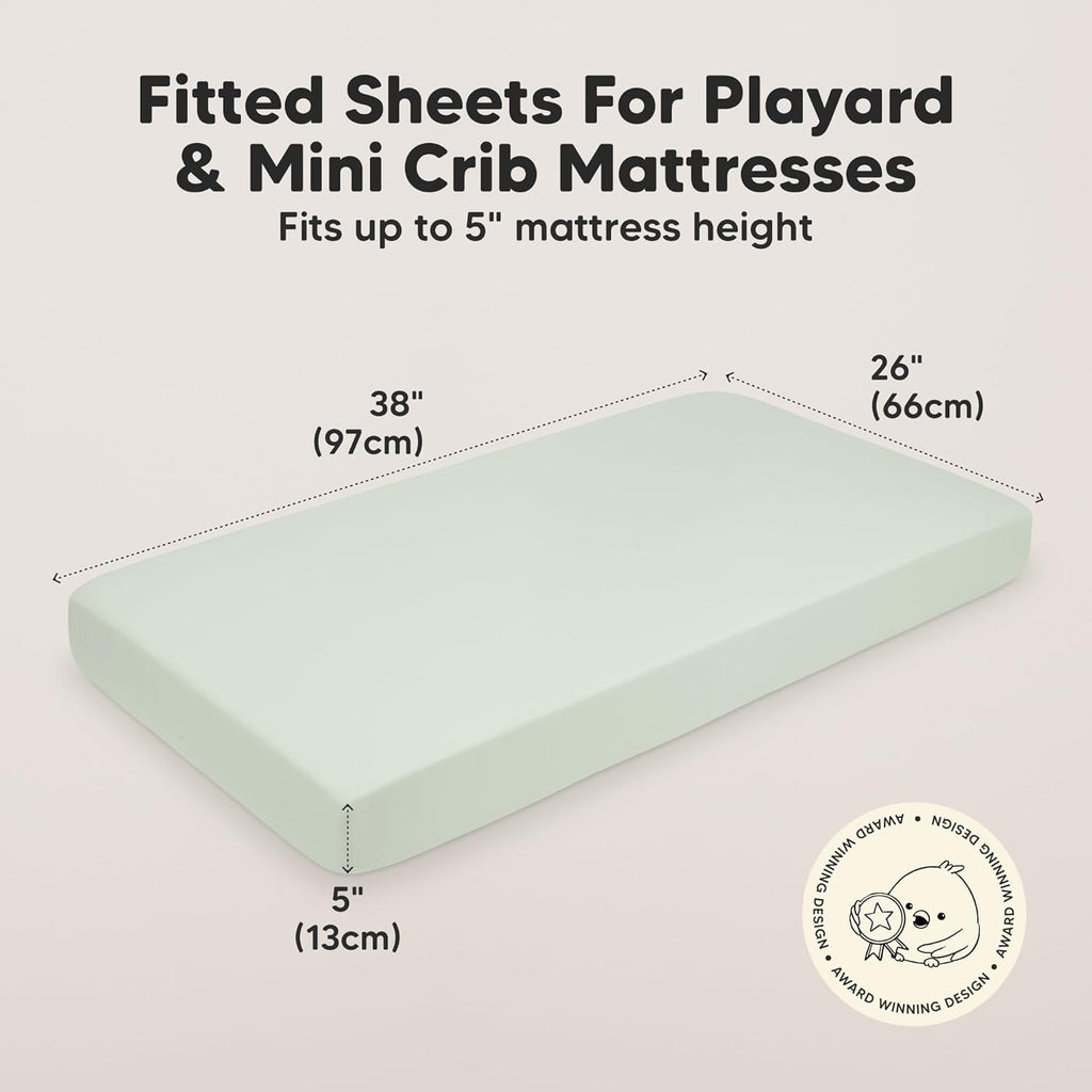 2-Pack Mini Crib Sheets Fitted - 38x26 Pack N Play Sheets for Pack and Play Mattress, Organic Cotton, Soft & Breathable Playard Bedding, Neutral Mini Toddler Bed Cover for Boys, Girls (Wildflowers)