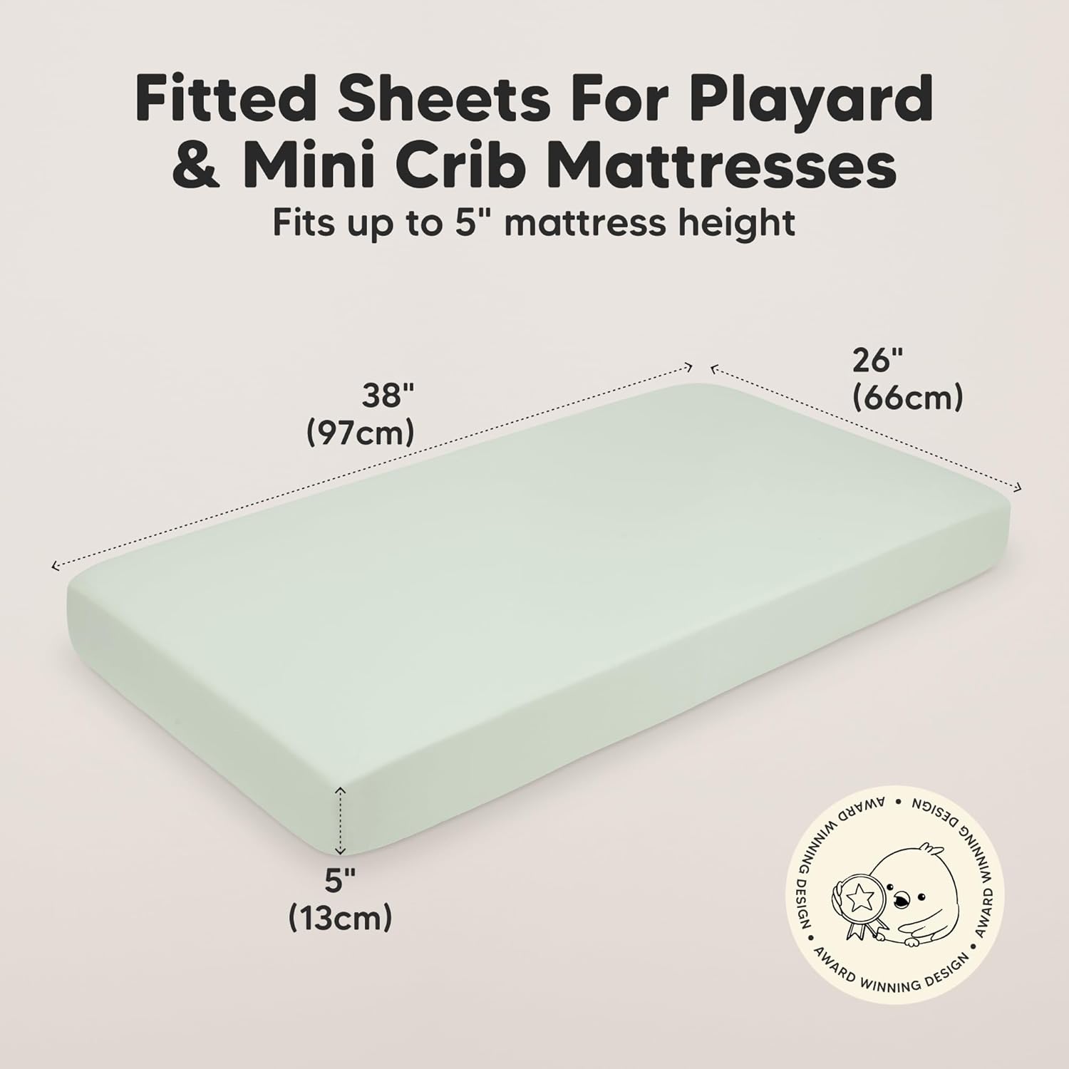 2-Pack Mini Crib Sheets Fitted - 38x26 Pack N Play Sheets for Pack and Play Mattress, Organic Cotton, Soft & Breathable Playard Bedding, Neutral Mini Toddler Bed Cover for Boys, Girls (Wildflowers)